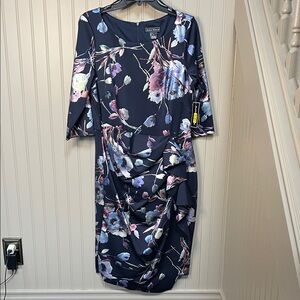 Jessica Howard Navy Floral Long Sleeve Dress